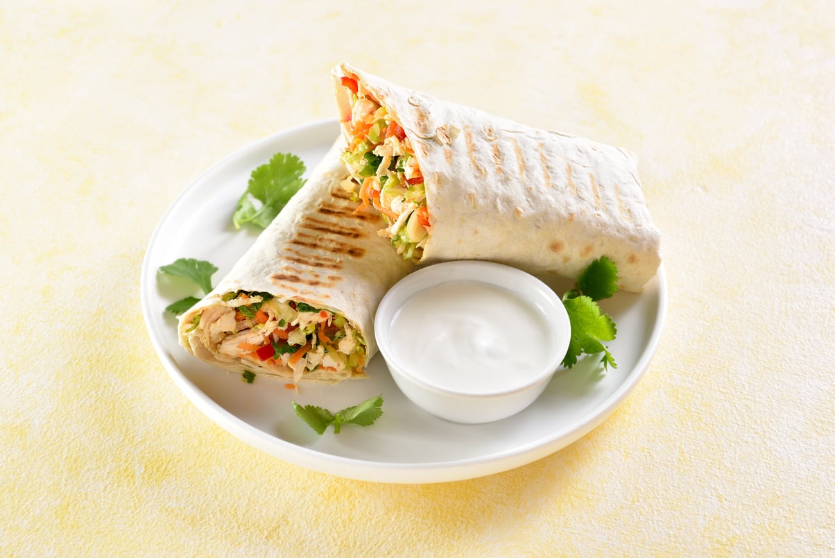 Tortilla wraps with chicken and vegetables